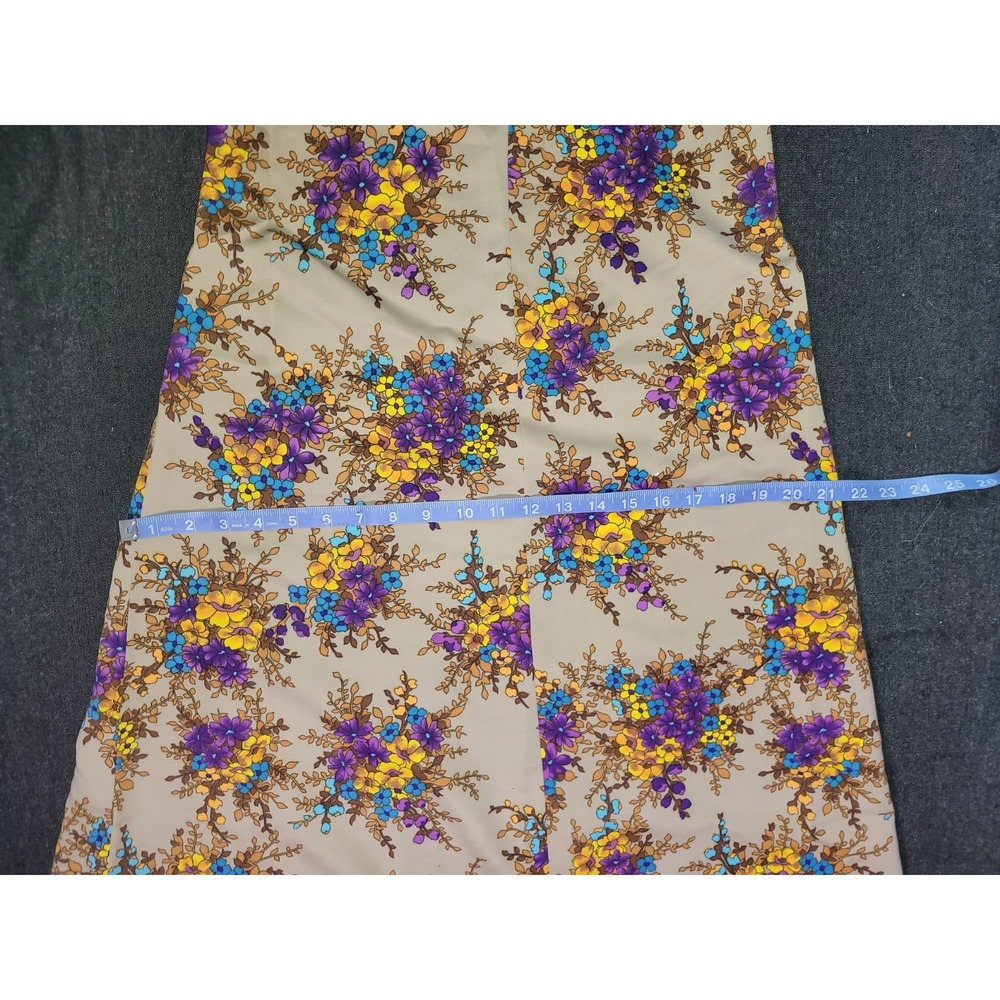 Vintage 60s 70s Handmade Maxi Dress Beige Floral Ruffles Purple‎ Yellow S - Picture 11 of 13